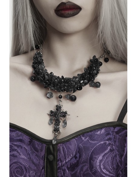 Collar Misty Cross en Negro - Punk Rave