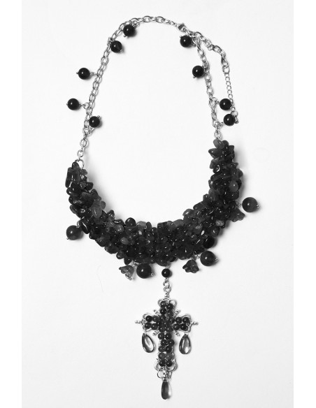 Collar Misty Cross en Negro - Punk Rave