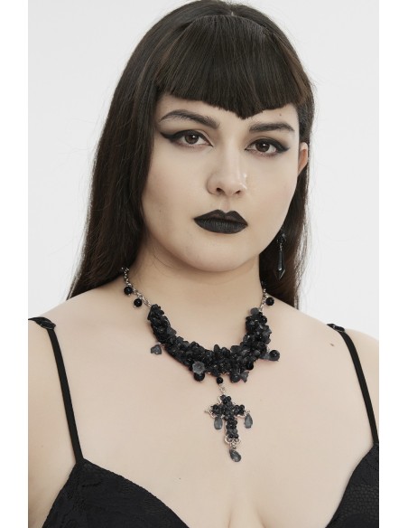 Collar Misty Cross en Negro - Punk Rave