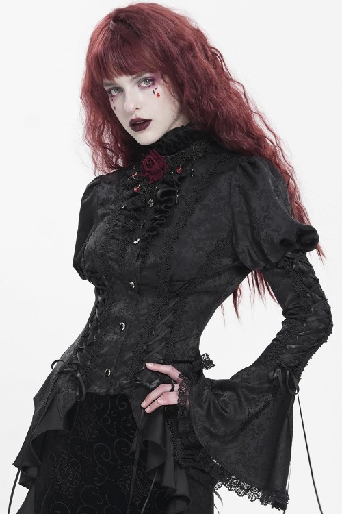 Madame Darkness Blouse in Black - Devil Fashion