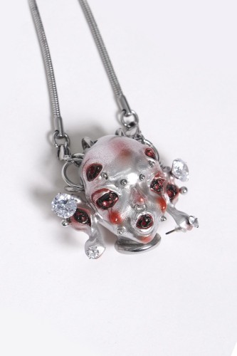 Alien Head Piercing Necklace in Silver - Devil Fashion