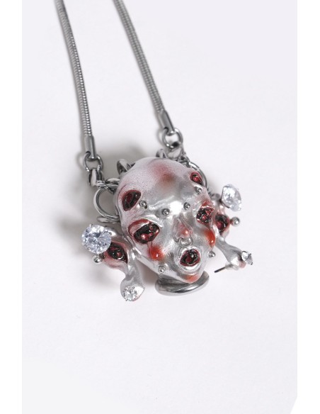 Collar Piercing Alien Head en Plateado - Devil Fashion