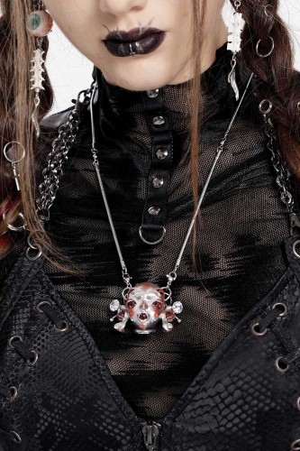 Alien Head Piercing Necklace in Silver - Devil Fashion 2