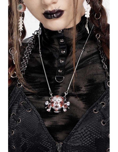 Alien Head Piercing Necklace in Silver - Devil Fashion