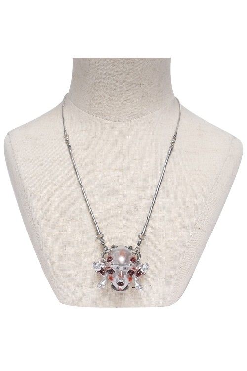 Alien Head Piercing Necklace in Silver - Devil Fashion