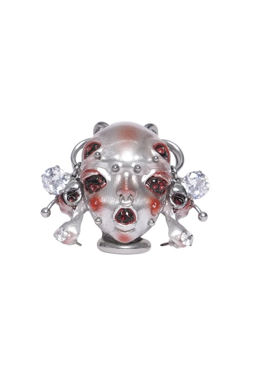 Alien Head Piercing Necklace in Silver - Devil Fashion