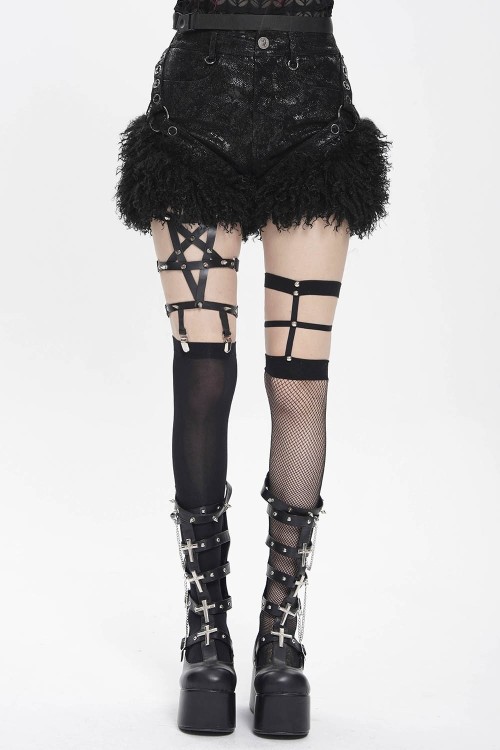 Fancy Bondage Furry Shorts - Devil Fashion