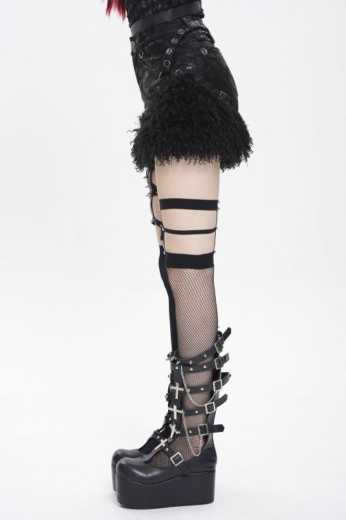 Fancy Bondage Furry Shorts - Devil Fashion