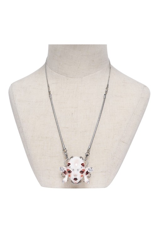 Alien Head Piercing Necklace in White - Devil Fashion