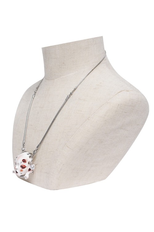 Alien Head Piercing Necklace in White - Devil Fashion