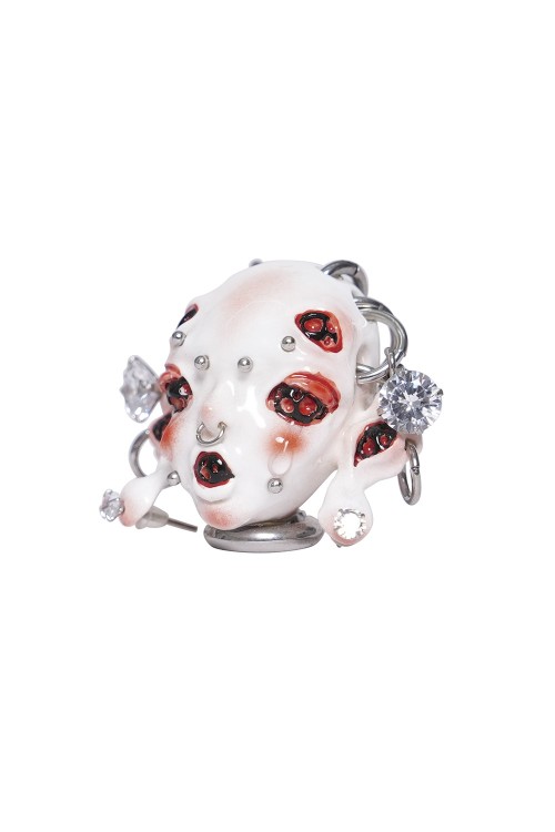 Alien Head Piercing Necklace in White - Devil Fashion