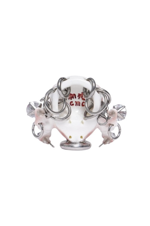 Alien Head Piercing Necklace in White - Devil Fashion