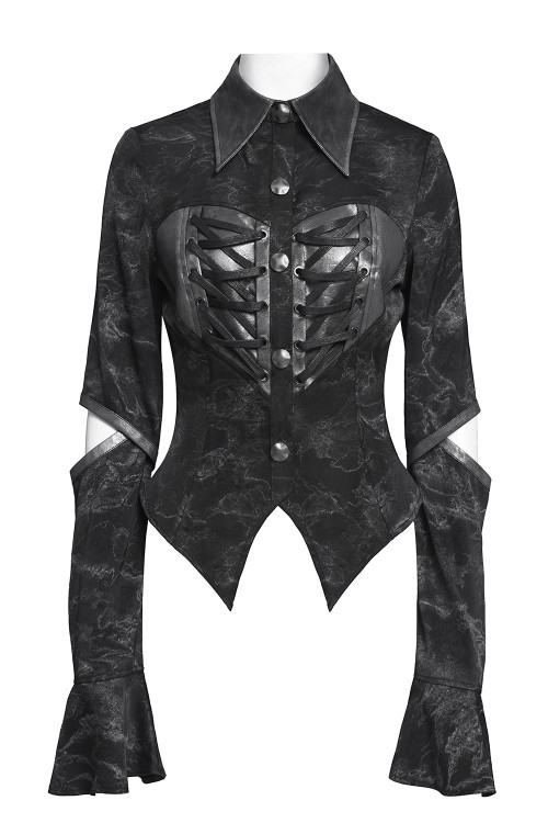 Ripped Heart Long Sleeve Shirt - Devil Fashion