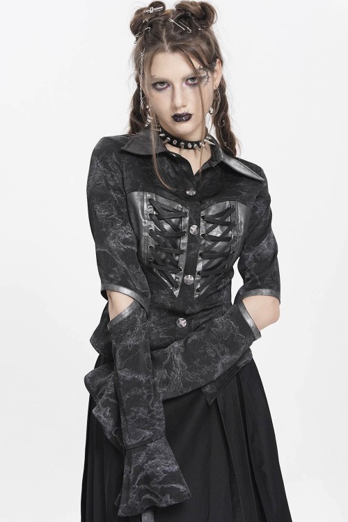 Ripped Heart Long Sleeve Shirt - Devil Fashion