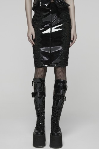 Gothic Vinyl Pencil Skirt - Punk Rave