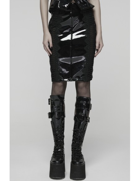 Gothic Vinyl Pencil Skirt - Punk Rave
