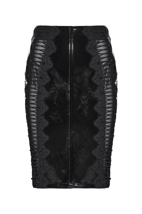 Gothic Vinyl Pencil Skirt - Punk Rave