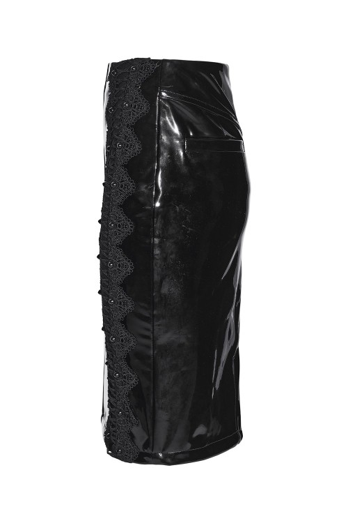 Gothic Vinyl Pencil Skirt - Punk Rave