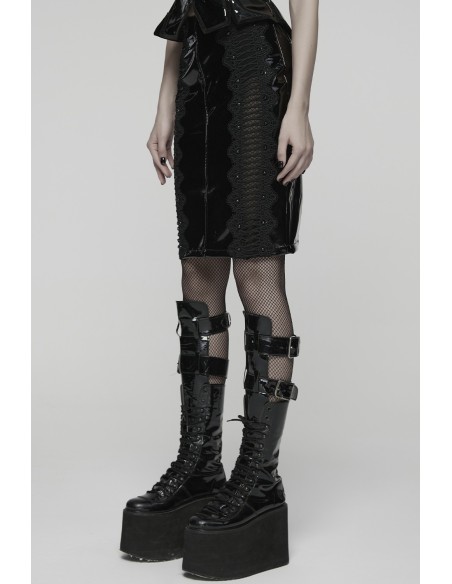 Gothic Vinyl Pencil Skirt - Punk Rave