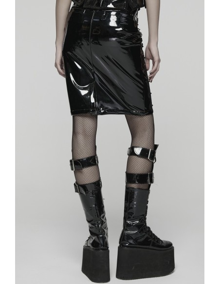 Gothic Vinyl Pencil Skirt - Punk Rave