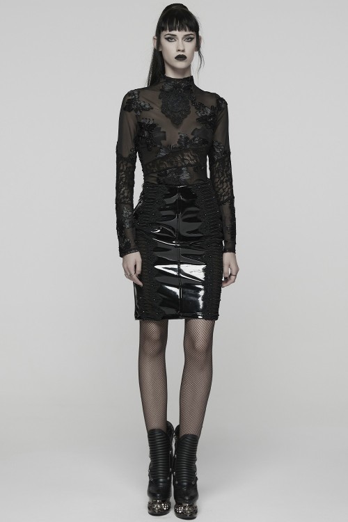 Gothic Vinyl Pencil Skirt - Punk Rave