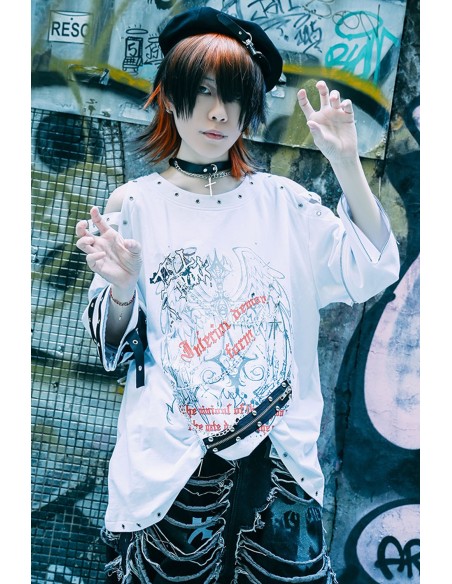 Fallen Angel Long Sleeve Top in White - Jill Punk
