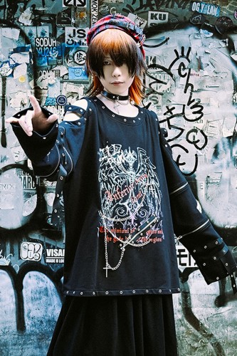 Fallen Angel Long Sleeve Top in Black - Jill Punk