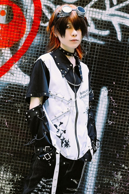 Bionic Demon Vest Top in Black x White - Jill Punk