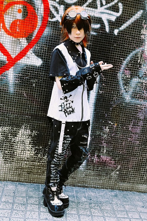 Bionic Demon Vest Top in Black x White - Jill Punk