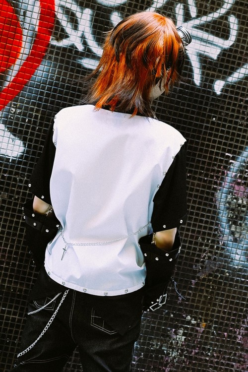 Bionic Demon Vest Top in Black x White - Jill Punk