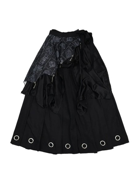 Garakuta Hakama Asymmetrical Skirt in Black x Gray - ACDC Rag