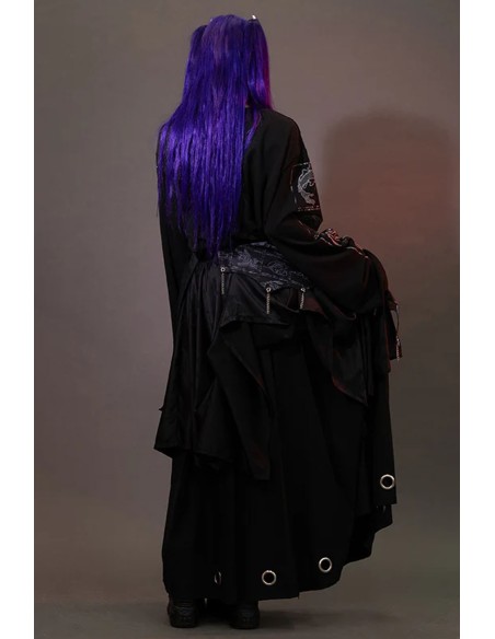 Garakuta Hakama Asymmetrical Skirt in Black x Gray - ACDC Rag