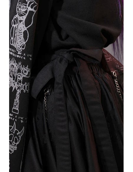 Garakuta Hakama Asymmetrical Skirt in Black x Gray - ACDC Rag