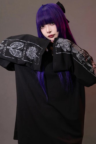 Garakuta Long Sleeve Top in Black x Gray - ACDC Rag
