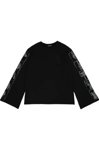 Garakuta Long Sleeve Top in Black x Gray - ACDC Rag 2