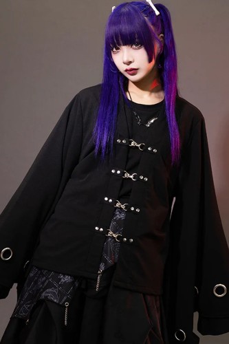 Garakuta Haori Jacket in Black x Gray - ACDC Rag