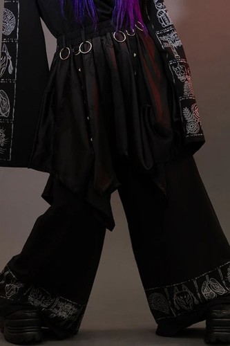 Garakuta Asymmetrical Pants in Black x Grey - ACDC Rag