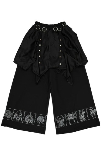 Garakuta Asymmetrical Pants in Black x Grey - ACDC Rag 2