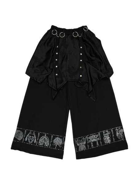 Garakuta Asymmetrical Pants in Black x Grey - ACDC Rag