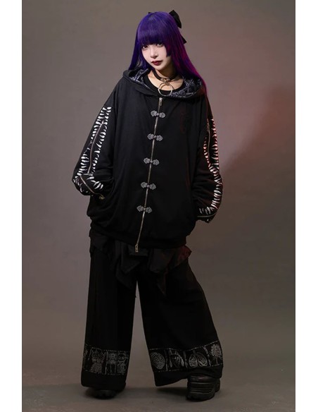 Chaqueta con Capucha Garakuta en Negro x Gris - ACDC Rag