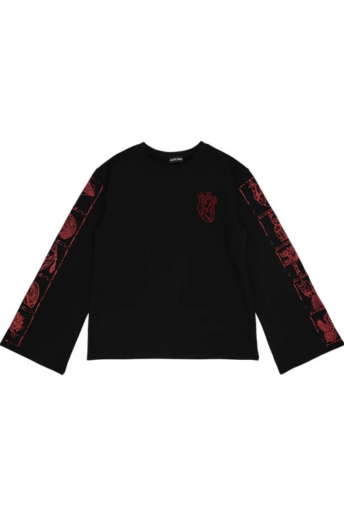 Top de Manga Larga Garakuta en Negro x Rojo - ACDC Rag