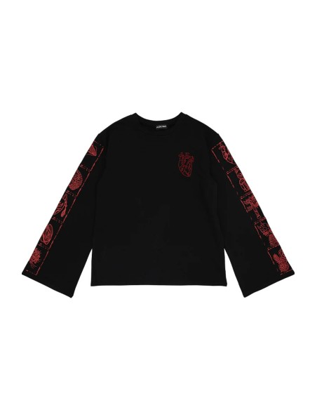 Garakuta Long Sleeve Top in Black x Red - ACDC Rag