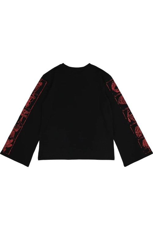 Garakuta Long Sleeve Top in Black x Red - ACDC Rag
