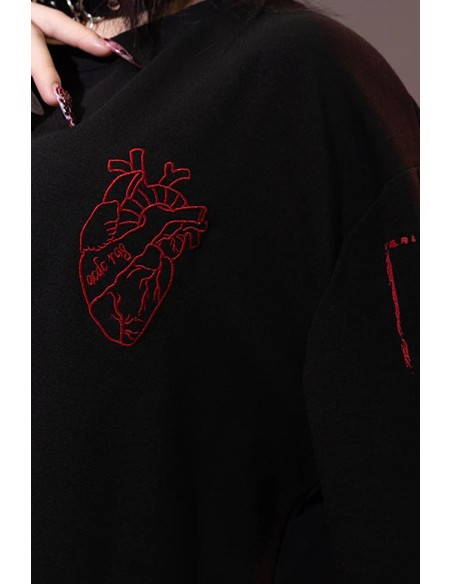 Garakuta Long Sleeve Top in Black x Red - ACDC Rag