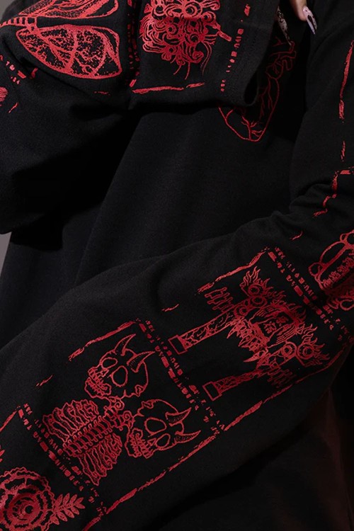 Garakuta Long Sleeve Top in Black x Red - ACDC Rag