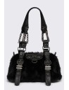 Gigi Faux Fur Bag in Black - Minga London