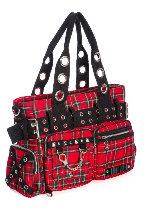 Camdyn Tartan Handbag in Red - Banned