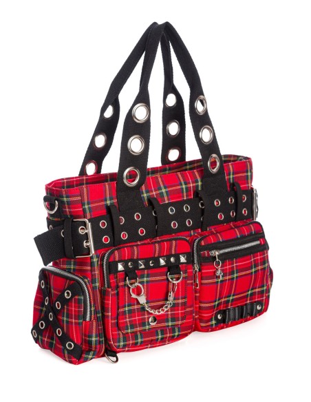 Camdyn Tartan Handbag in Red - Banned