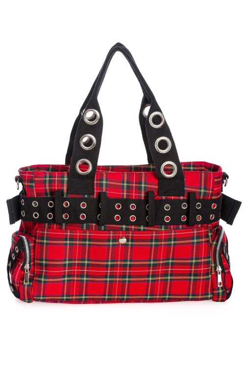 Camdyn Tartan Handbag in Red - Banned