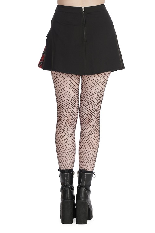 Falda Asimétrica de Tartán Rojo Tavish - Banned